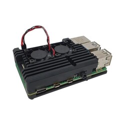 Raspberry Pi 4 Alüminyum Çift Fanlı Muhafaza Kutusu - Siyah 