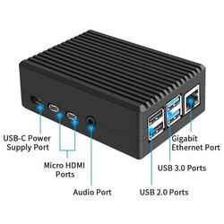Raspberry Pi 4 Alüminyum Muhafaza Kutusu (Soğutmalı) - Siyah - 5