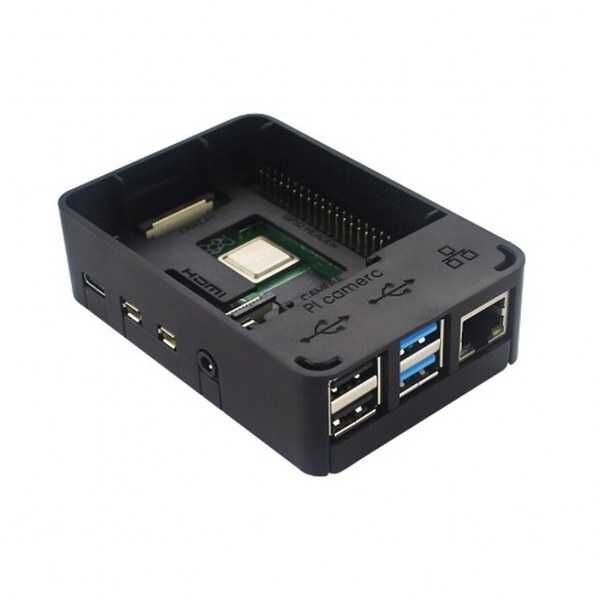 Raspberry Pi 4 Plastic Case with Logo for Raspberry Pi - Black - 4