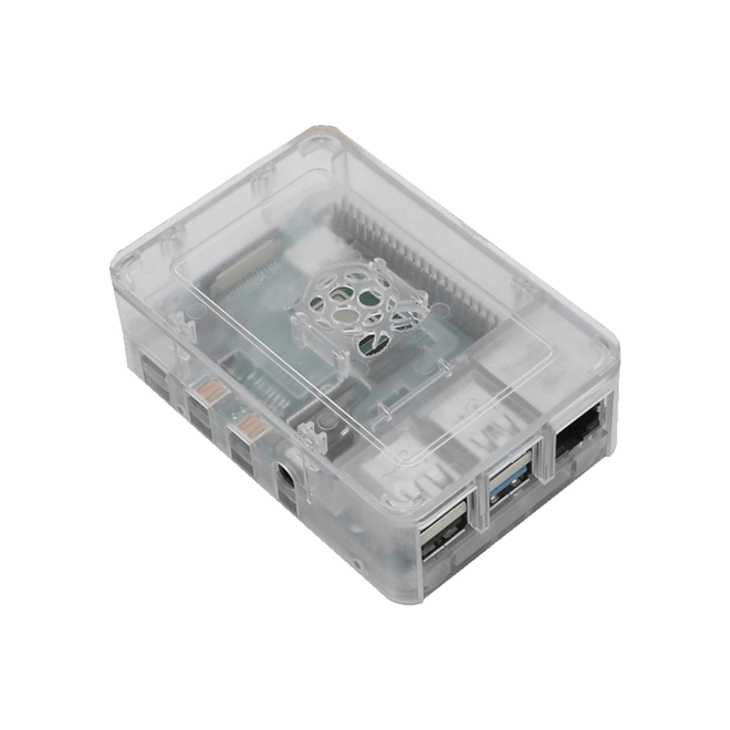 Raspberry Pi 4 Plastic Case with Logo for Raspberry Pi - Transparent - 1
