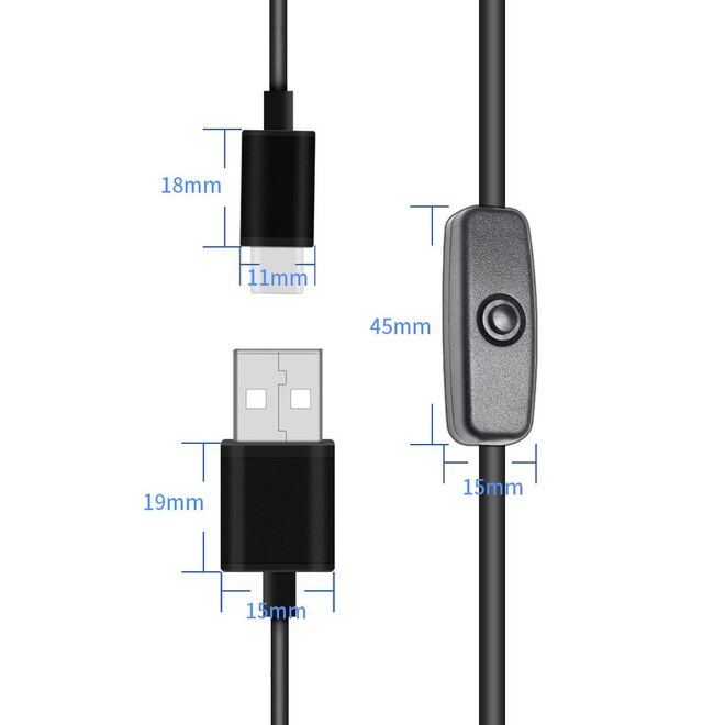 Raspberry Pi 4 Type C 5V 3A With On/Off Switch Power Cable - 1 Meter - 3