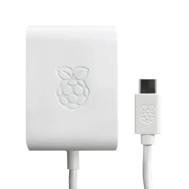 Raspberry Pi 5 27W USB-C Power Adapter - White - Raspberry Pi