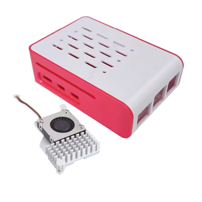 Raspberry Pi 5 Fanlı Muhafaza Kutusu - Kırmızı Beyaz - 1