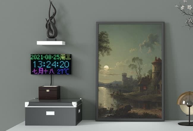 Raspberry Pi Pico için RGB Çok Özellikli Dijital Saat - 64×32 Izgara - RTC - 2