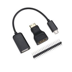 Raspberry Pi Zero Black Case with Heat Sink and 3 in 1 Adapter Kit Compatible for Raspberry Pi Zero W - 3