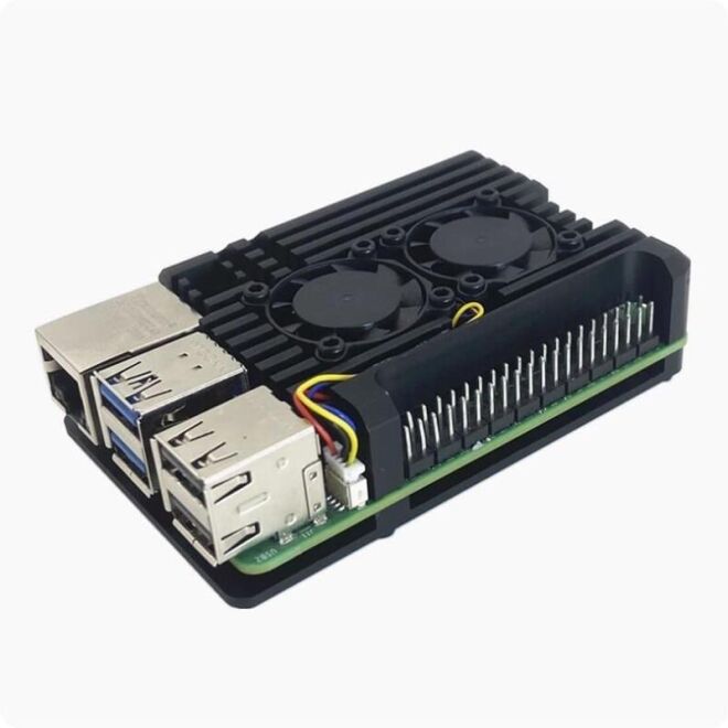 Raspberry Pi 5 Aluminum Armor Case With Fan - 1