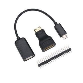 Raspberryi Pi Zero Siyah Muhafaza Kutusu - 3 in 1 Adaptör Kit - 3