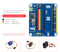 Servo Driver Module for Raspberry Pi Pico, 16-ch Outputs, 16-bit Resolution - 5