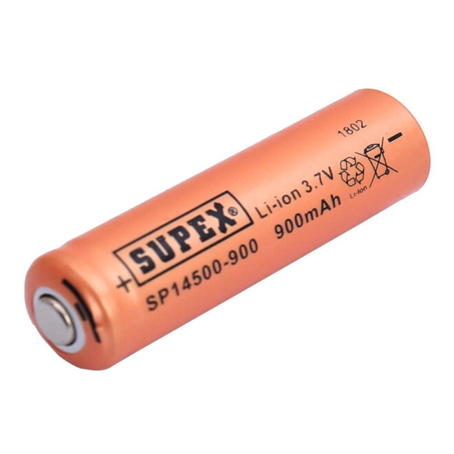 SUPEX 14500 3.7V 900 mAh Li-ion Şarjlı Pil - Kutup Başlı - 1