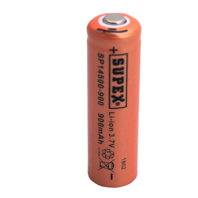 SUPEX 14500 3.7V 900mAh Li-Ion Rechargeable Battery Button Top - 2