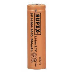 SUPEX 14500 3.7V 900mAh Li-ion Rechargeable Battery - Flat Top - Supex