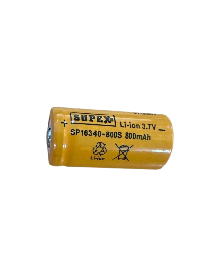 SUPEX 16340 3.7V 800mAh Li-ion Şarjlı Pil - Kutup Başlı - 1