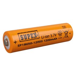 SUPEX 18650 3.7V 1200mAh Li-Ion Rechargeable Battery - Button Top - Supex