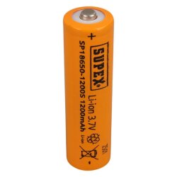 SUPEX 18650 3.7V 1200mAh Li-ion Şarjlı Pil - Kutup Başlı - 2