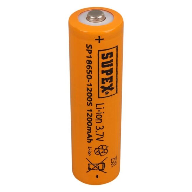SUPEX 18650 3.7V 1200mAh Li-ion Şarjlı Pil - Kutup Başlı - 2