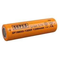 SUPEX 18650 3.7V 1200mAh Li-ion Şarjlı Pil - Kutup Başsız - Supex