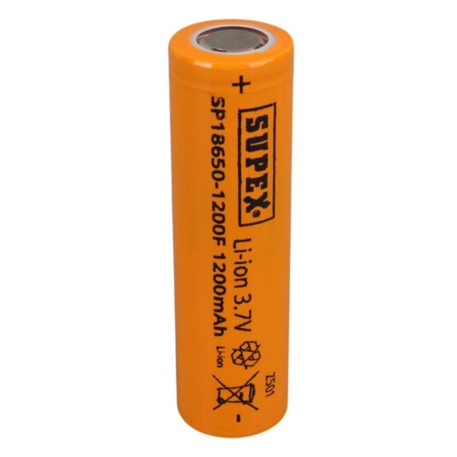 SUPEX 18650 3.7V 1200mAh Li-Ion Rechargeable Battery - Flat Top - 2