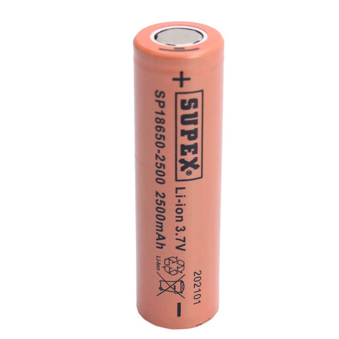 SUPEX 18650 3.7V 2500 mAh Li-ion Şarjlı Pil - Kutup Başsız - 2