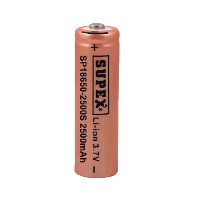 SUPEX 18650 3.7V 2500mAh Li-ion Rechargeable Battery Button Top - 1