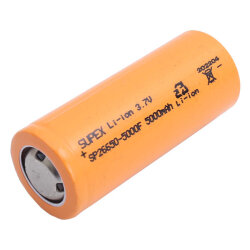 SUPEX 26650 3.7V 5000mAh Li-ion Şarjlı Pil - Kutup Başsız - Supex
