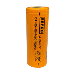 SUPEX ICR18500 1500mAh Li-ion Şarjlı Pil - Kutup Başsız - 2