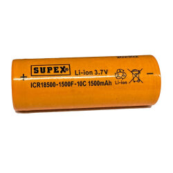 SUPEX ICR18500 1500mAh Li-ion Şarjlı Pil - Kutup Başsız - Supex