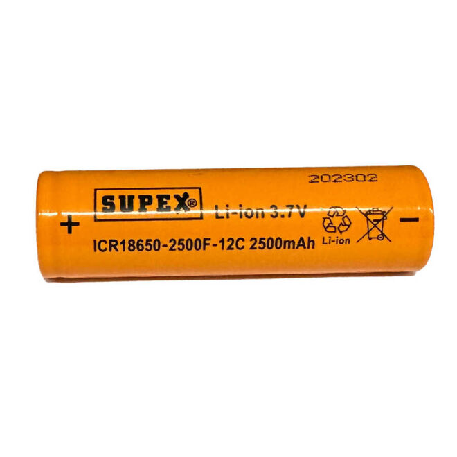 SUPEX ICR18650 3.7V 2500mAh Li-Ion Rechargeable Battery - Flat Top - 1