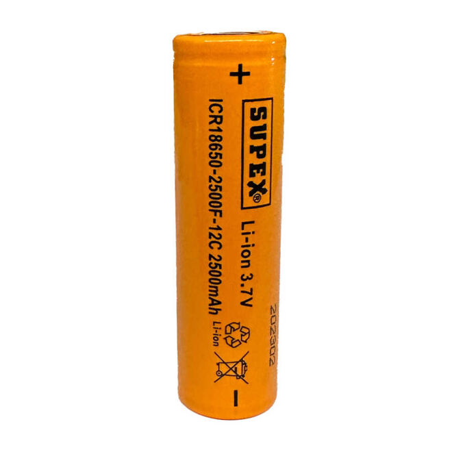 SUPEX ICR18650 3.7V 2500mAh Li-Ion Rechargeable Battery - Flat Top - 2