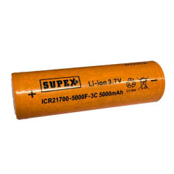 SUPEX ICR21700 5000 mAh Li-Ion Rechargeable Battery - Flat Top - Supex