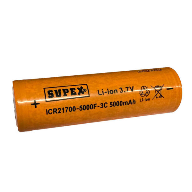 SUPEX ICR21700 5000 mAh Li-Ion Rechargeable Battery - Flat Top - 1