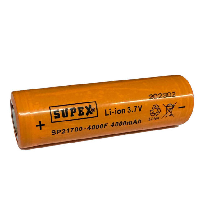 SUPEX SP21700 4000 mAh Li-Ion Rechargeable Battery - Flat Top - 1