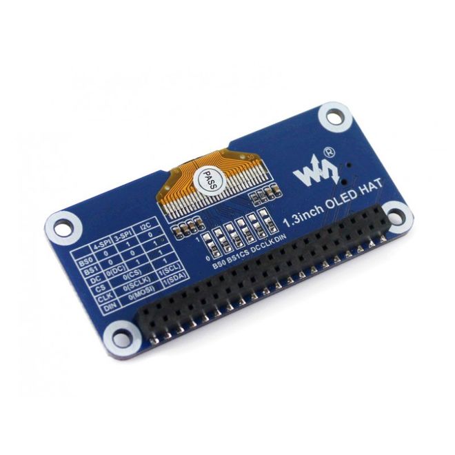 WaveShare 1.3 inch OLED Display HAT for Raspberry Pi - 128x64 - 2