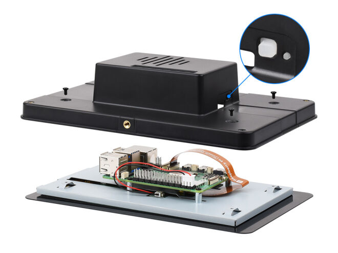 Waveshare Raspberry Pi 5 Compatible Black TD2 Metal Cooling Protective Case (PI5-CASE-TD2) - 5