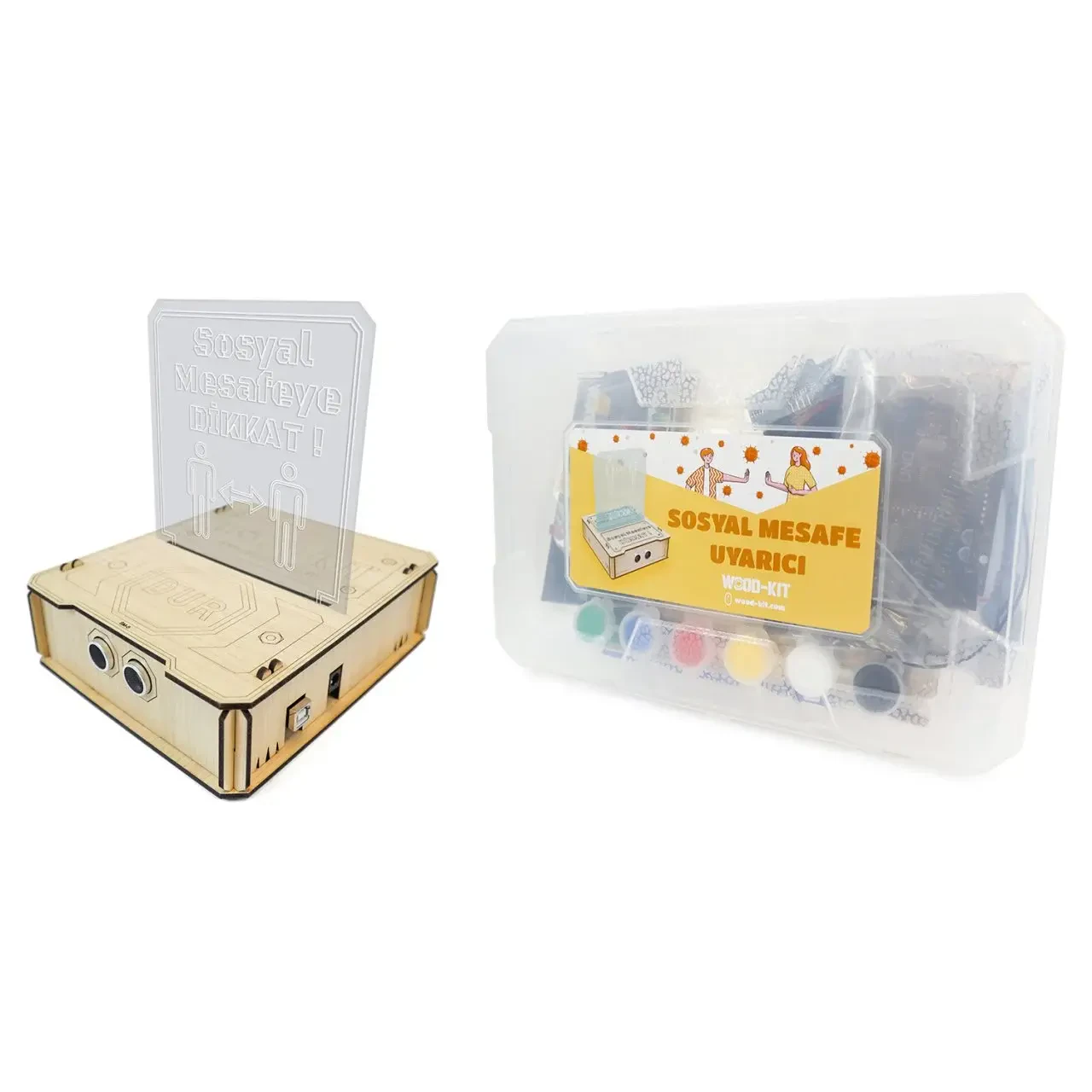 Wood-Kit STEM Robotik Kodlama DIY Mucit Seti - Sosyal Mesafe Uyarıcı - 1