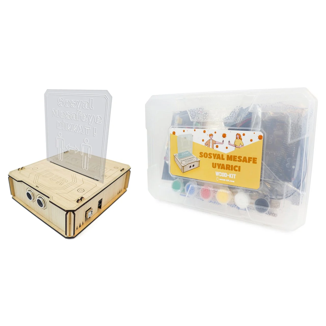 Wood-Kit STEM Robotik Kodlama DIY Mucit Seti - Sosyal Mesafe Uyarıcı - Robotik Bilim