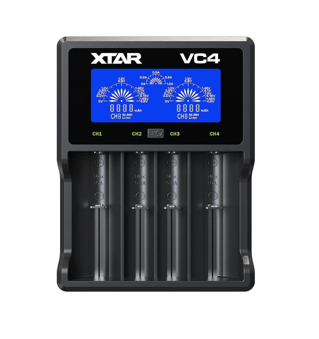 Xtar VC4 Portable LCD Screen Li-ion Ni-Mh Ni-Cd 4-Slot Battery Charger - 1