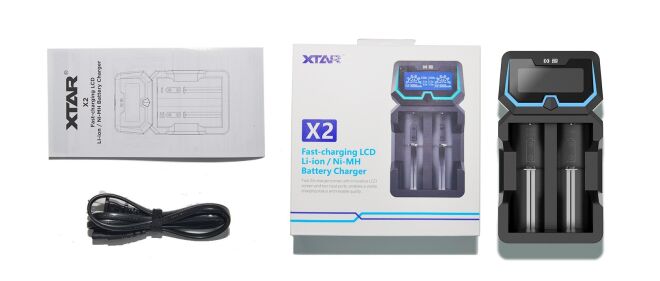 Xtar X2 Portable LCD Screen Fast Li-ion Ni-Mh Ni-Cd Dual Charger - 5