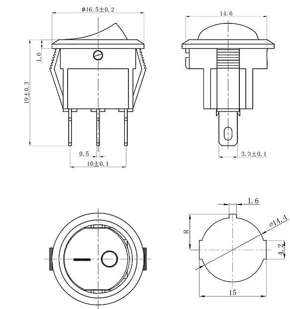 Yuvarlak Mini Işıklı Anahtar 220V 3P - 2