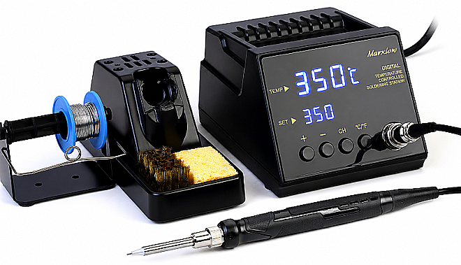 ZD-8962C Temperature Controlled Soldering Station – with Soldering Iron Stand, Solder Wire Holder and Cleaning Kit - 1